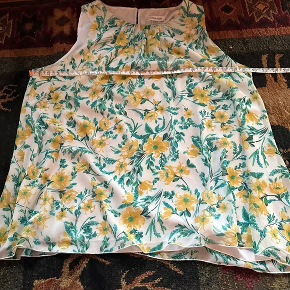 Calvin Klein | Flowy Floral Sleeveless Blouse Top - Picture 11 of 12